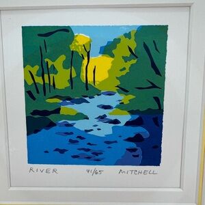 William Mitchell Print River Artist Signed Numbered Matted Framed Colorful 41/65